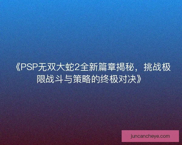 《PSP无双大蛇2全新篇章揭秘，挑战极限战斗与策略的终极对决》