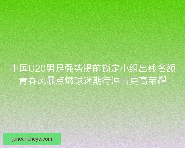 中国U20男足强势提前锁定小组出线名额青春风暴点燃球迷期待冲击更高荣耀